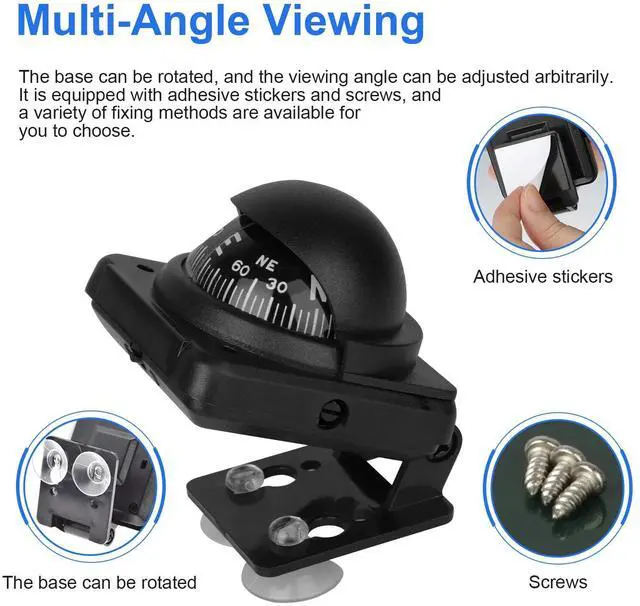 Alt view image 6 of 7 - Adjustable Car Vehicle Dashboard Navigation Compass Ball for Boat Marine Truck