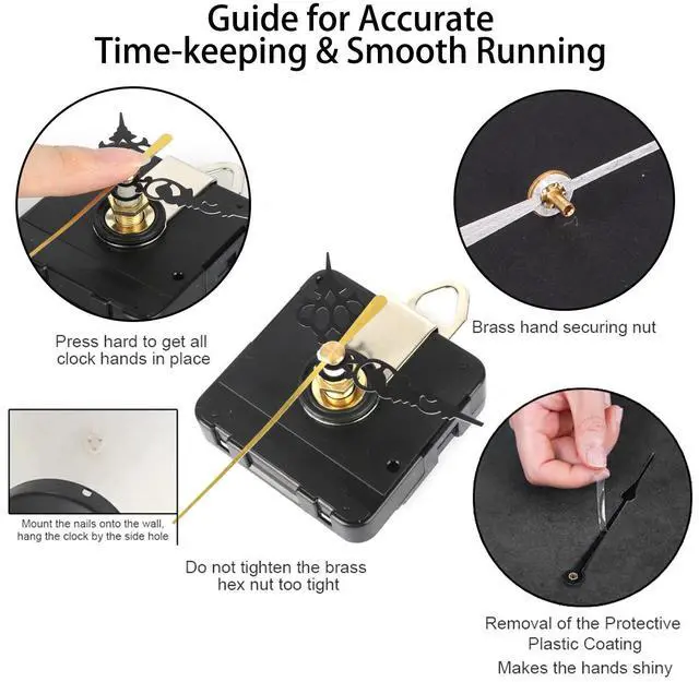 Alt view image 6 of 7 - Quartz Wall Clock Movement Mechanism DIY Replacement Hands Repair Tool Parts Kit