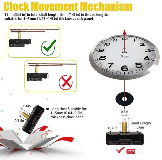 Alt view image 3 of 7 - Quartz Wall Clock Movement Mechanism DIY Replacement Hands Repair Tool Parts Kit