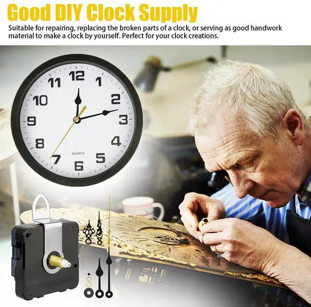 Alt view image 4 of 7 - Quartz Wall Clock Movement Mechanism DIY Replacement Hands Repair Tool Parts Kit