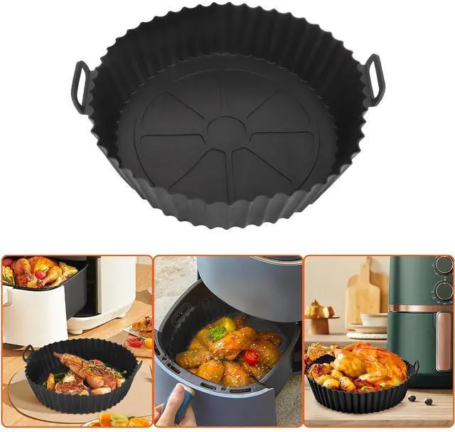 Alt view image 3 of 7 - 2 Pcs Air Fryer Silicone Pot Basket Liners Non-Stick Safe Oven Baking Tray Mat