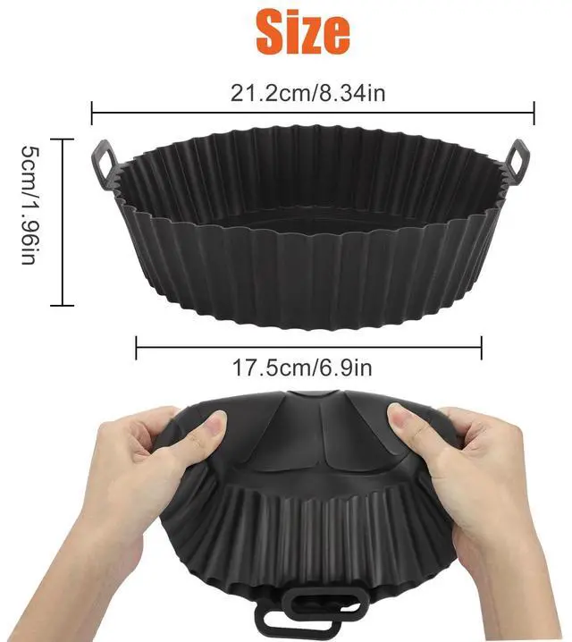 Alt view image 7 of 7 - 2 Pcs Air Fryer Silicone Pot Basket Liners Non-Stick Safe Oven Baking Tray Mat
