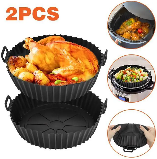 Main image of 2 Pcs Air Fryer Silicone Pot Basket Liners Non-Stick Safe Oven Baking Tray Mat