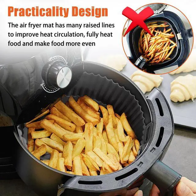 Alt view image 2 of 7 - 2 Pcs Air Fryer Silicone Pot Basket Liners Non-Stick Safe Oven Baking Tray Mat
