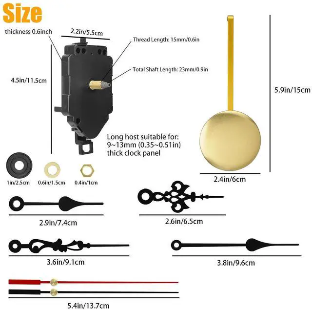 Alt view image 6 of 7 - Quartz Wall Clock Pendulum Swing Movement Mechanism DIY Kit Silent Repair Parts
