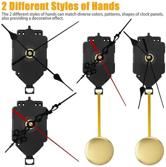 Alt view image 2 of 7 - Quartz Wall Clock Pendulum Swing Movement Mechanism DIY Kit Silent Repair Parts