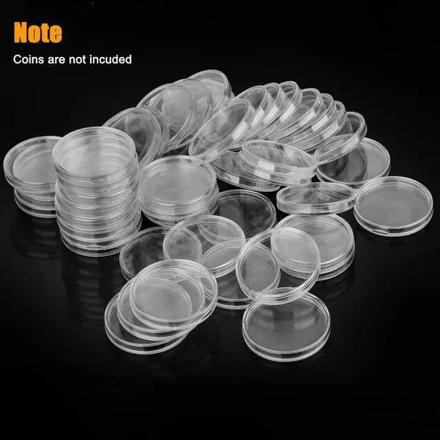 Alt view image 3 of 7 - 50X Coin Holder Capsules Case 40.6mm Clear for 1 Oz Silver Dollar w/ Storage Box