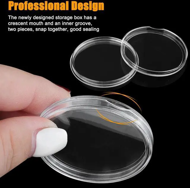 Alt view image 5 of 7 - 50X Coin Holder Capsules Case 40.6mm Clear for 1 Oz Silver Dollar w/ Storage Box