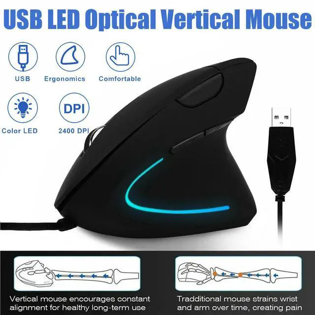 Main image of Ergonomic Optical Vertical Mouse Mice USB Wired LED Mice 2400 DPI For Laptop PC