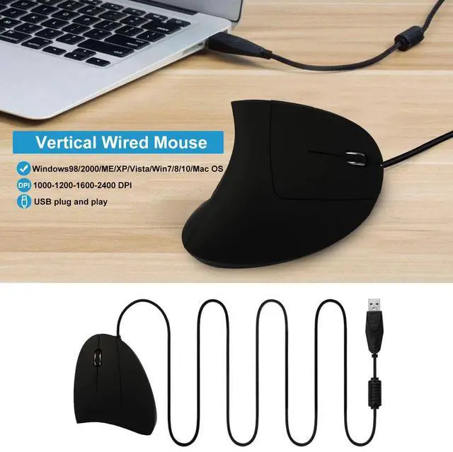 Alt view image 5 of 6 - Ergonomic Optical Vertical Mouse Mice USB Wired LED Mice 2400 DPI For Laptop PC