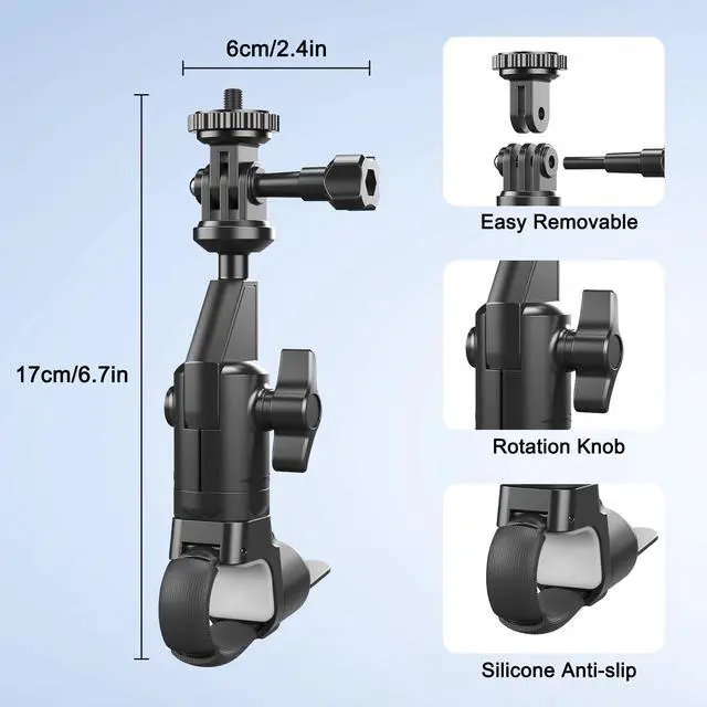 Alt view image 5 of 7 - Motorcycle Bike Handlebar Mount for Insta360 X4/X3 GoPro Hero 13 Camera Holder