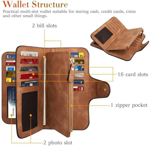 Alt view image 4 of 7 - Women Lady Soft Leather Wallet Long Clutch Card Holder Purse Pocket Handbag Gift