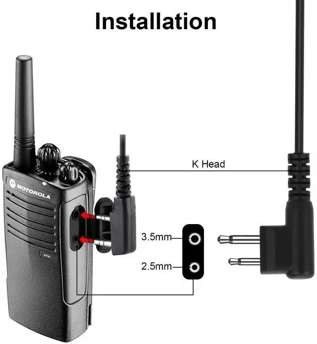 Alt view image 6 of 7 - PTT Mic Swivel Earpiece for Motorola Radio Walkie Talkies CP200 CLS1410 CLS1110