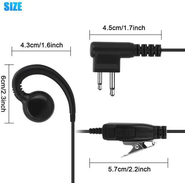 Alt view image 7 of 7 - PTT Mic Swivel Earpiece for Motorola Radio Walkie Talkies CP200 CLS1410 CLS1110