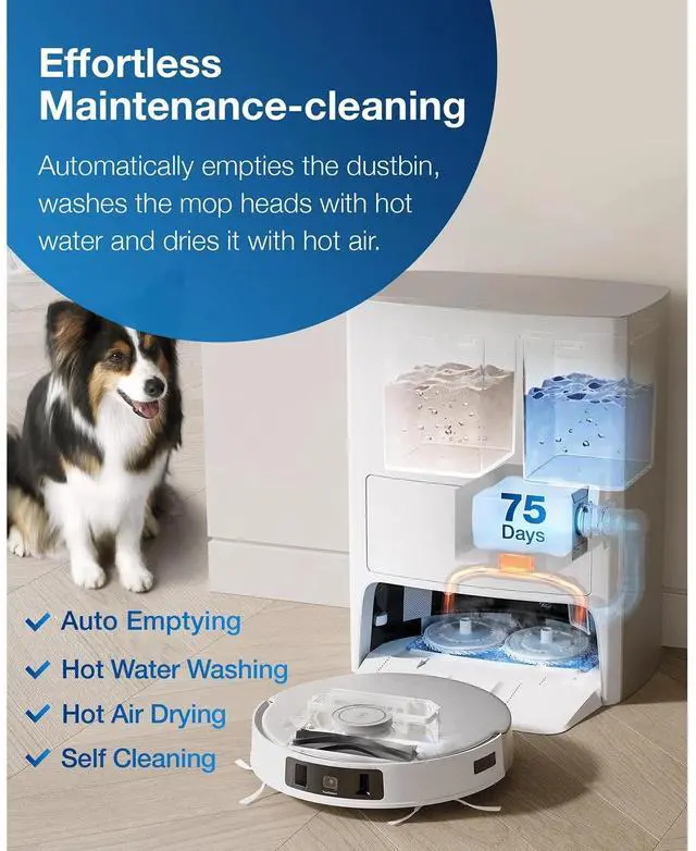 Alt view image 4 of 7 - ECOVACS DEEBOT T20 OMNI Robot Self Empty Vacuum Mop Hot Wash AutoDry 6000Pa
