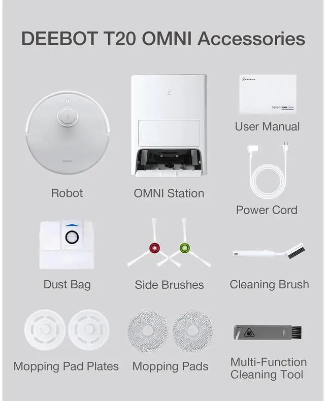 Alt view image 7 of 7 - ECOVACS DEEBOT T20 OMNI Robot Self Empty Vacuum Mop Hot Wash AutoDry 6000Pa