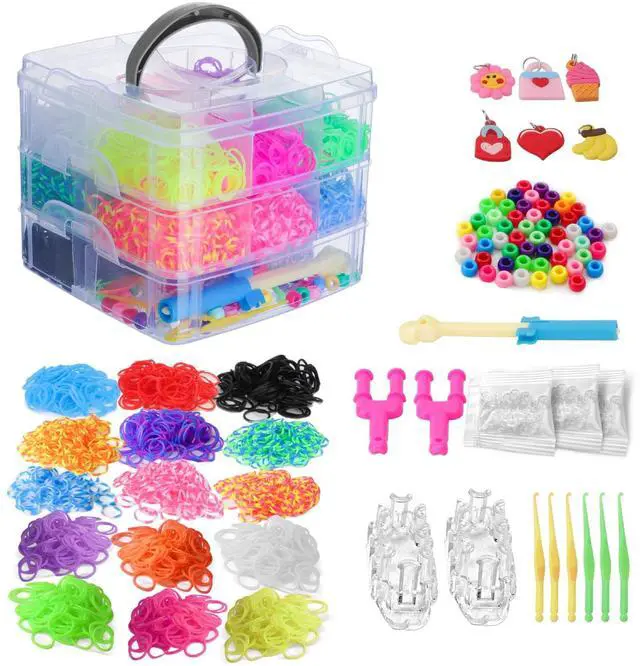 Main image of 4614pcs Rubber Bands Kit with 3 Layer Container Bracelet Making Kit for Girls