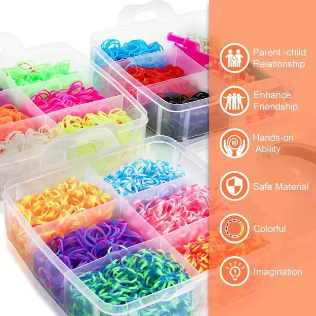 Alt view image 7 of 7 - 4614pcs Rubber Bands Kit with 3 Layer Container Bracelet Making Kit for Girls