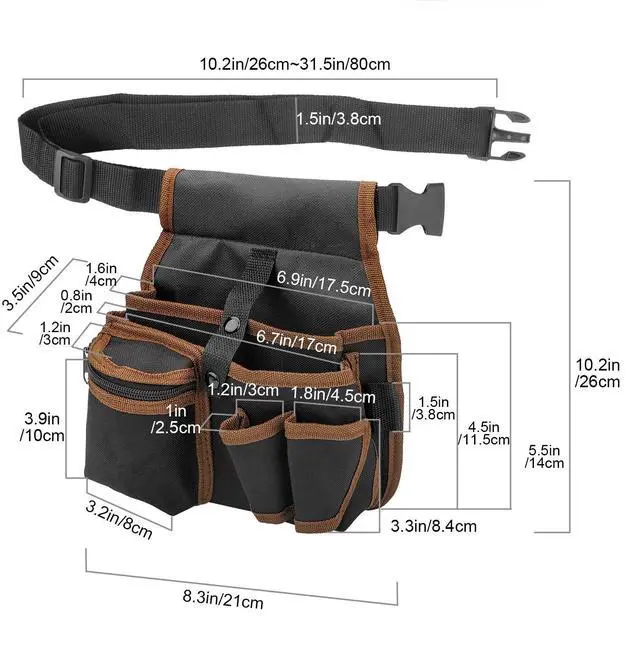Alt view image 2 of 7 - Electrician Waist Pocket Belt Tool Pouch Bag, Hardware Toolkit Work Organizer