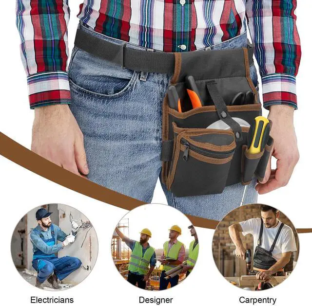 Alt view image 7 of 7 - Electrician Waist Pocket Belt Tool Pouch Bag, Hardware Toolkit Work Organizer