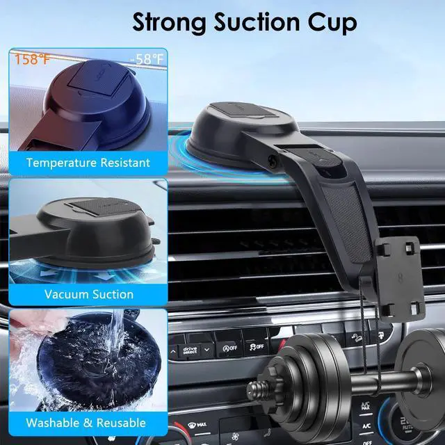 Alt view image 3 of 7 - CarPlay Screen Mount 360° Rotation Suction Cup Holder for 7-10.26" Car Monitors