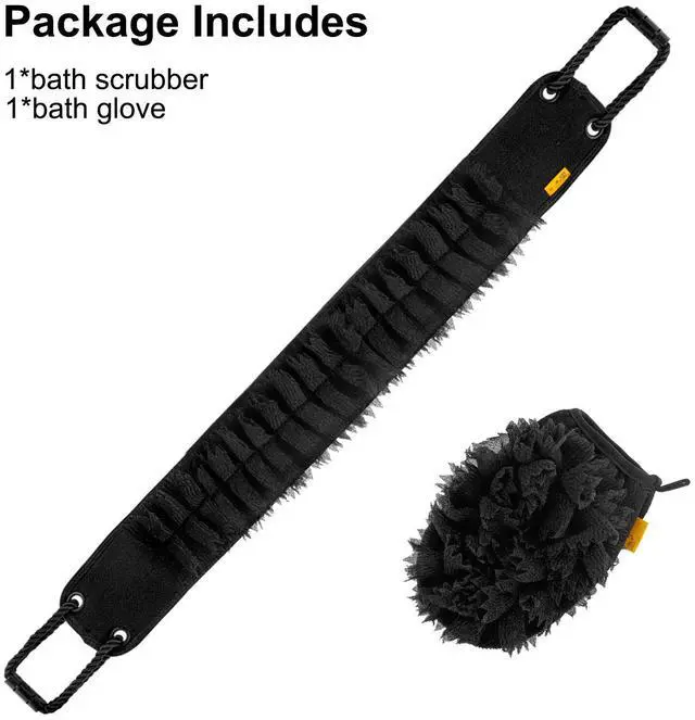 Alt view image 2 of 6 - Exfoliating Back Scrubber for Shower, Double-Sided Body Scrub Washcloth w/Handle