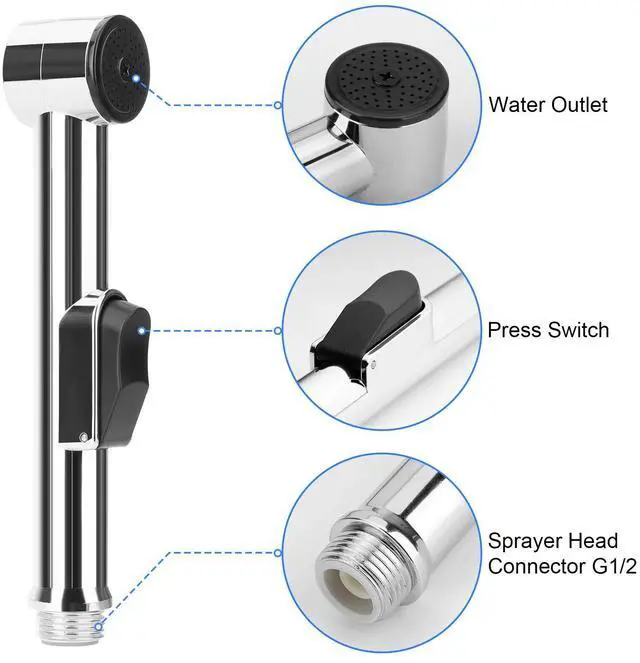 Alt view image 6 of 7 - Hand Held Toilet Bidet Sprayer Bathroom Shower Water Spray Head w/1.5m Hose Part