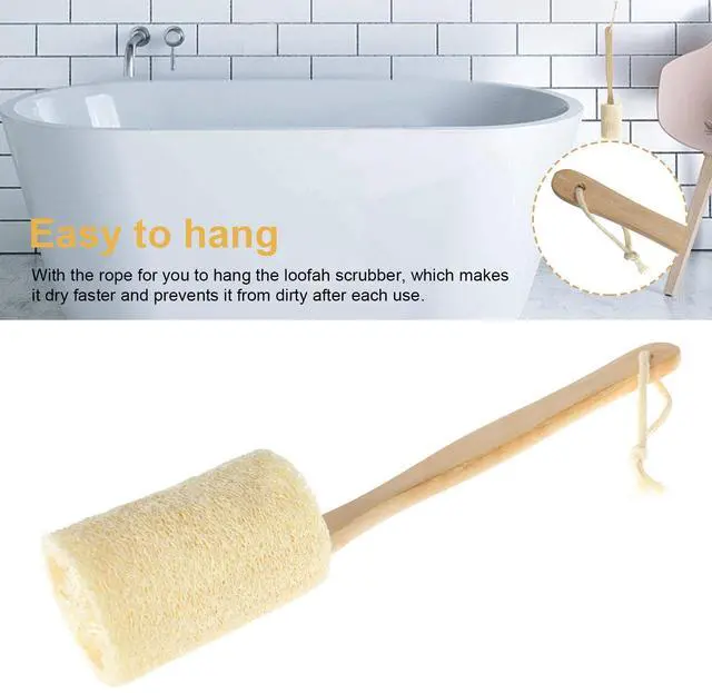 Alt view image 3 of 7 - Wood Loofah Back Scrubber Brush Bath Shower Body Exfoliating Long Handle Massage