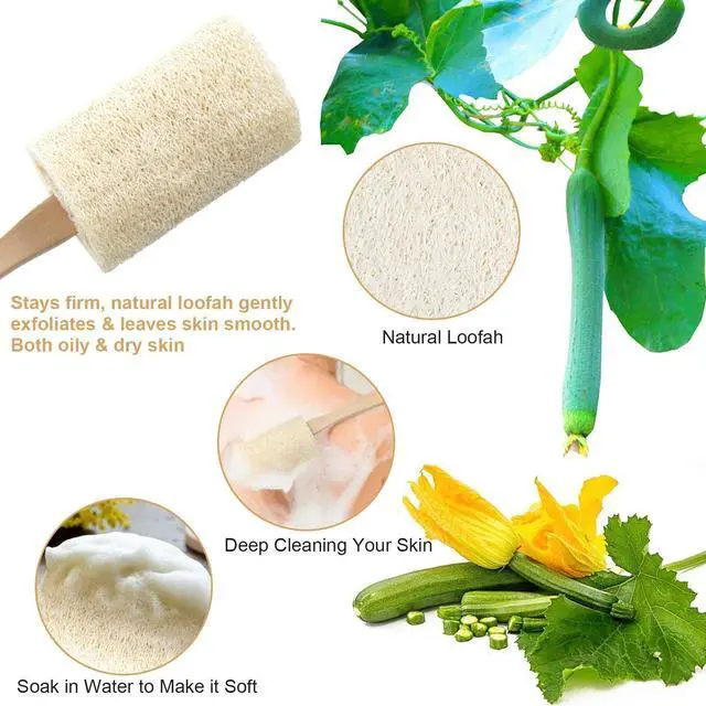Alt view image 4 of 7 - Wood Loofah Back Scrubber Brush Bath Shower Body Exfoliating Long Handle Massage
