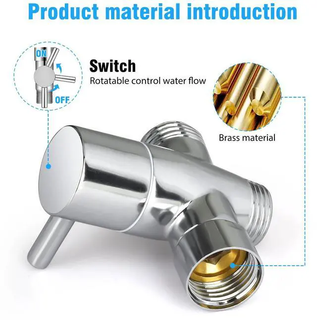 Alt view image 5 of 7 - 1/2" 3-Way T-adapter Shower Head Diverter Valve Water Splitter Switch Tap Faucet