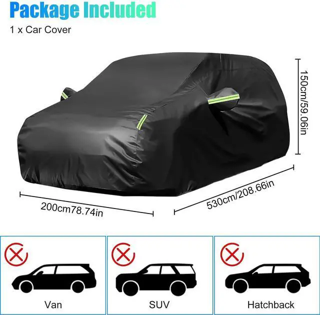 Alt view image 6 of 6 - Universal Car Cover Outdoor Waterproof Sun All Weather Protection 530x200x150cm