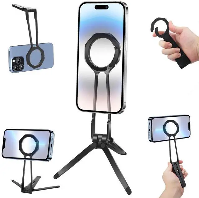 Main image of Magnetic Phone Tripod Stand Aluminum Foldable Phone Mount for iPhone MagSafe