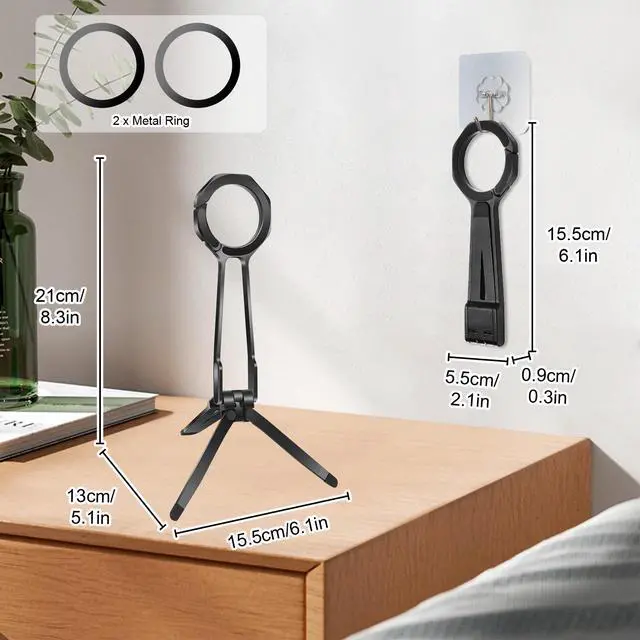 Alt view image 7 of 7 - Magnetic Phone Tripod Stand Aluminum Foldable Phone Mount for iPhone MagSafe