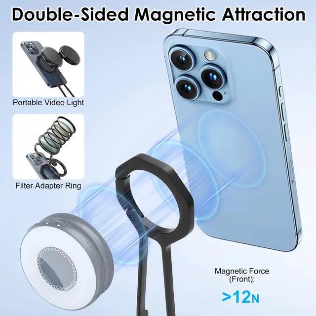 Alt view image 6 of 7 - Magnetic Phone Tripod Stand Aluminum Foldable Phone Mount for iPhone MagSafe
