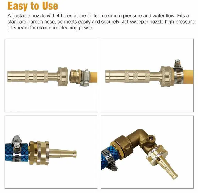 Alt view image 4 of 7 - Solid Brass Garden Nozzles Heavy Duty Adjustable Twist Water Hose High Pressure