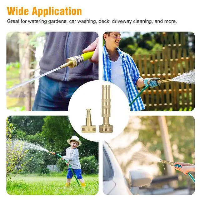 Alt view image 5 of 7 - Solid Brass Garden Nozzles Heavy Duty Adjustable Twist Water Hose High Pressure
