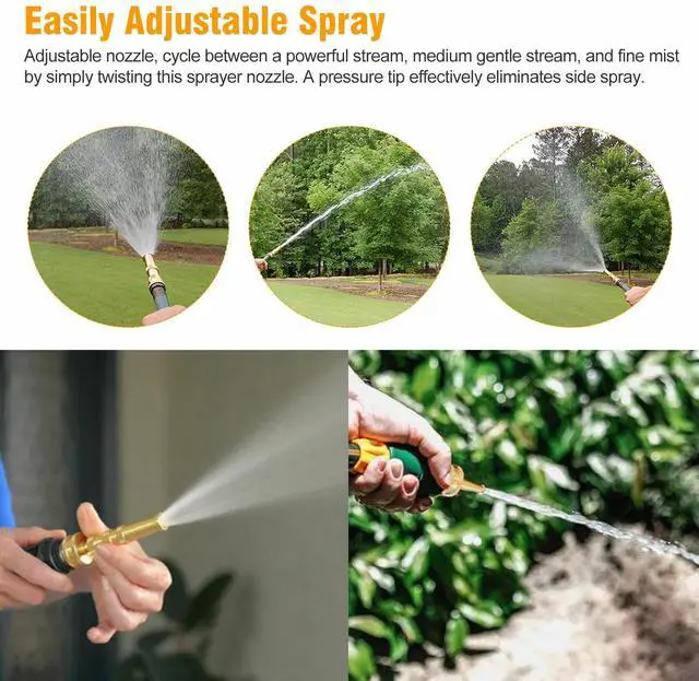 Alt view image 6 of 7 - Solid Brass Garden Nozzles Heavy Duty Adjustable Twist Water Hose High Pressure