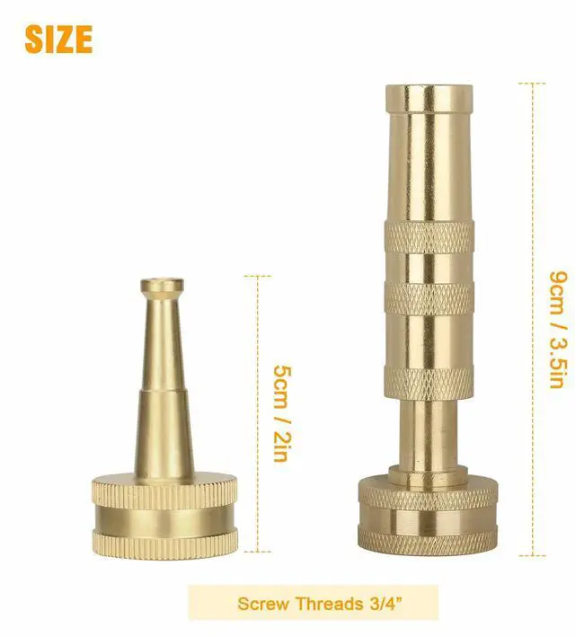 Alt view image 7 of 7 - Solid Brass Garden Nozzles Heavy Duty Adjustable Twist Water Hose High Pressure