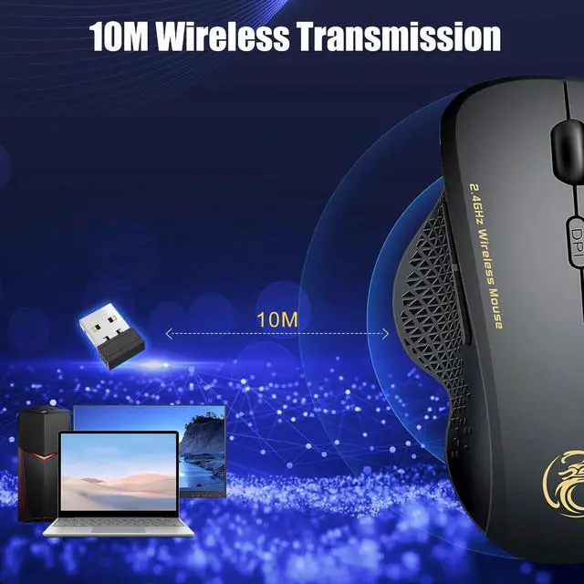 Alt view image 5 of 7 - 2.4GHz Wireless Optical Mice PC Gaming Mouse 6 Buttons & USB Receiver for Laptop