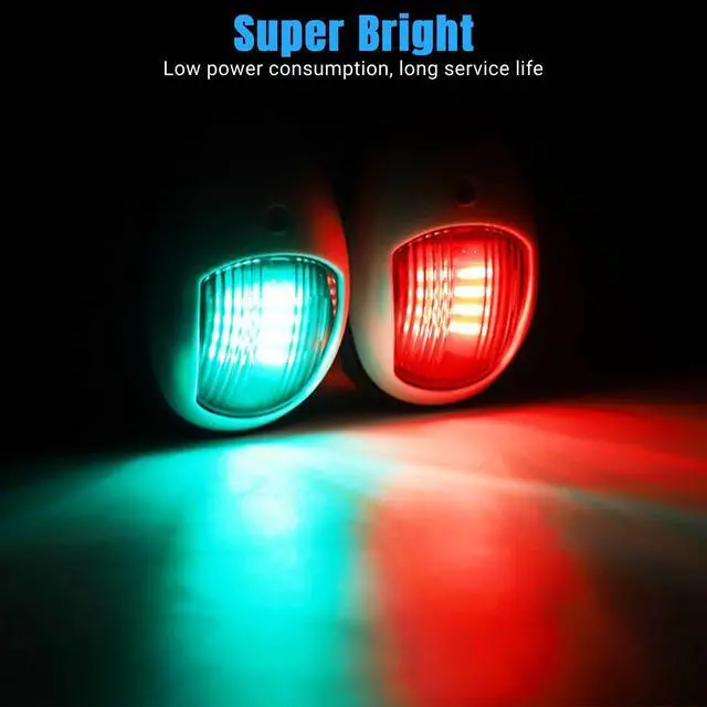 Alt view image 3 of 7 - Pair Red & Green 8 LED Navigation Lights Marine Bow Light Lamp for Boat Pontoon