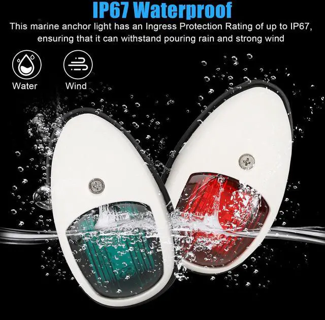 Alt view image 2 of 7 - Pair Red & Green 8 LED Navigation Lights Marine Bow Light Lamp for Boat Pontoon