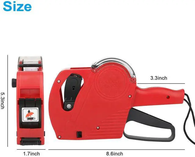 Alt view image 7 of 7 - MX-5500 8 Digits EOS Price Tag Gun Labeler Marking w/ Sticker Labels Ink Roller