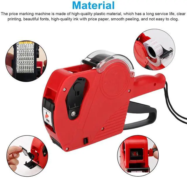 Alt view image 4 of 7 - MX-5500 8 Digits EOS Price Tag Gun Labeler Marking w/ Sticker Labels Ink Roller