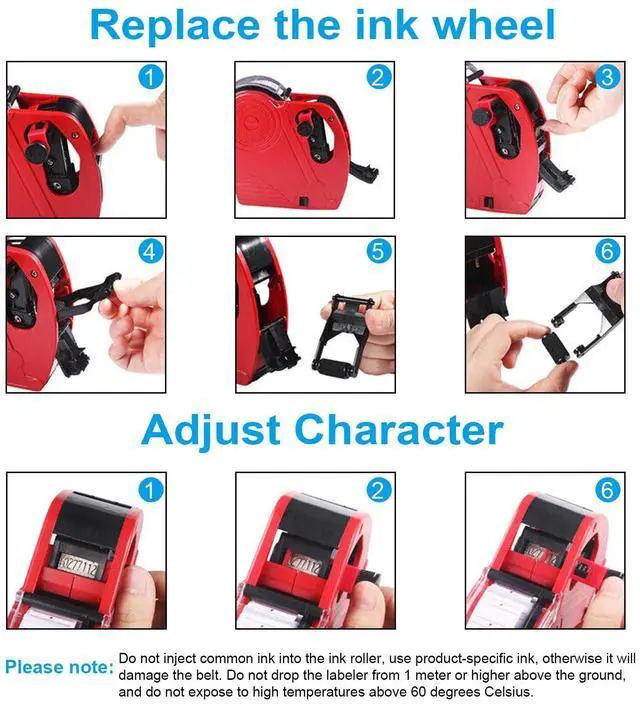 Alt view image 5 of 7 - MX-5500 8 Digits EOS Price Tag Gun Labeler Marking w/ Sticker Labels Ink Roller