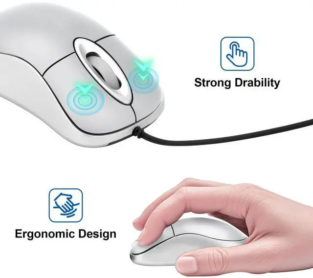 Alt view image 6 of 7 - USB Mini Mouse with Retractable Cord 3-Button Optical Mouse for Laptop/Desktop