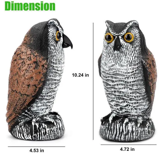 Alt view image 7 of 7 - Realistic Owl Decoy Protect Garden Yard Pest Repellent Birds Scarecrow Outdoor