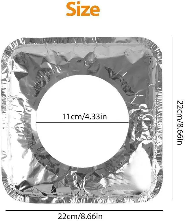 Alt view image 3 of 7 - 100 Pcs Disposable Aluminum Foil Square Gas Stove Burner Liners Heavy Bib Cover