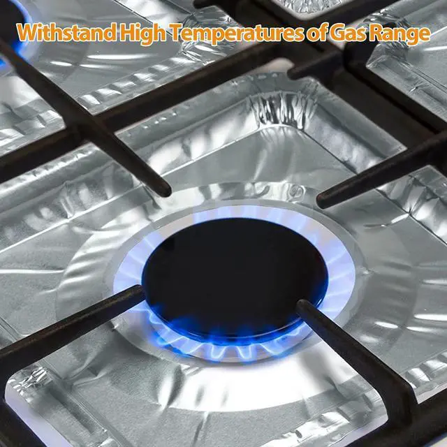 Alt view image 5 of 7 - 100 Pcs Disposable Aluminum Foil Square Gas Stove Burner Liners Heavy Bib Cover