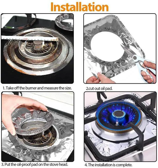 Alt view image 7 of 7 - 100 Pcs Disposable Aluminum Foil Square Gas Stove Burner Liners Heavy Bib Cover