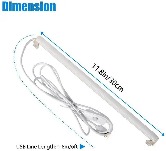 Alt view image 7 of 7 - 2pcs 20LED Under Cabinet Closet Lights USB Kitchen Shelf Magnetic Strip Bar Lamp